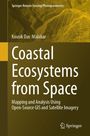 Text: "Springer Remote Sensing/Photogrammetry", "Kousik Das Malakar", "Coastal Ecosystems from Space", "Mapping and Analysis Using Open-Source GIS and Satellite Imagery", "Springer". Hintergrund: Landschaft mit Gitternetz.