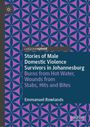 "Stories of Male Domestic Violence Survivors in Johannesburg", Emmanuel Rowlands. Blau-violettes geometrisches Muster.