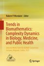 „Trends in Biomathematics: Complexity Dynamics in Biology, Medicine, and Public Health.“ Gelb-rotes Buchcover mit Logos.