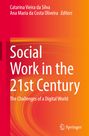 Text: "Social Work in the 21st Century. The Challenges of a Digital World." Helles, abstraktes Design mit Farbverlauf.