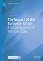 "The Impact of the European Union: The Development of Member States." Blau-weißes Design mit abstrakten Linien und Logos.