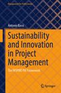 Der Titel lautet "Sustainability and Innovation in Project Management". Der Hintergrund ist gemustert in Blau und Orange.