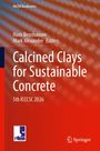 "Calcined Clays for Sustainable Concrete," 5th ICCCSC 2026. Rote und blaue geometrische Muster, RILEM-Logo.