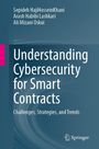 Titel: "Understanding Cybersecurity for Smart Contracts: Challenges, Strategies, and Trends." Blaue abstrakte Wellen im Hintergrund.