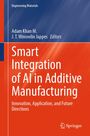 "Smart Integration of AI in Additive Manufacturing" in weißem Text auf rotem Hintergrund, mit blauem Bereich oben.