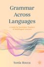 „Grammar Across Languages“ steht oben, „Sonia Rocca“ unten. Bunte, fließende Linien schmücken den Hintergrund.