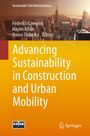 "Advancing Sustainability in Construction and Urban Mobility" vor Stadtsilhouette im Sonnenuntergang, orange Hintergrund.