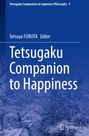 "Tetsugaku Companion to Happiness" von Tetsuya Furuta. Blaue Abdeckung mit einem Pfad durch einen bewaldeten Bereich.