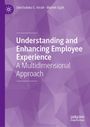 Titel: "Understanding and Enhancing Employee Experience: A Multidimensional Approach". Lila geometrischer Hintergrund.