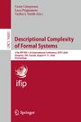 Text: "Descriptional Complexity of Formal Systems" in Rot. Grau-rote Farbgestaltung mit ifip-Logo links.
