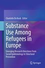 Buchtitel: "Substance Use Among Refugees in Europe". Blau-lila Hintergrund mit einem Springer-Logo unten.