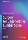 „Surgery for Degenerative Lumbar Spine“, Vol.2, von Stéphane Litrico, Editor. Violett-blauer Hintergrund mit Logo.