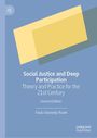 „Social Justice and Deep Participation“ von Paula Donnelly Roark, zweite Edition, blauer Hintergrund, gelbe Formen.