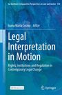 Titel: "Legal Interpretation in Motion". Editor: Ioana Maria Costea. Blaues abstraktes Bild im Hintergrund.