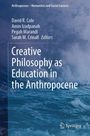 "Creative Philosophy as Education in the Anthropocene" in Weiß über Meereswellen. Namen von Herausgebern sind aufgeführt.