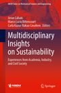 Text: "Multidisciplinary Insights on Sustainability: Experiences from Academia, Industry, and Civil Society". Zeichnungen von Zahnrädern.