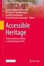 "Accessible Heritage: Enhancing Accessibility to Archaeological Sites." Autoren: Cynthia Dunning Thierstein et al. Oberer Teil: Szene mit Rollstuhl und Baum.