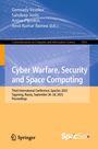 „Cyber Warfare, Security and Space Computing, Taganrog, Russland, 26.–28. September 2025.“ Blau-orangene Buchcovergestaltung.