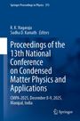 "Springer Proceedings in Physics 373", "K.K. Nagaraja, Sudha D. Kamath, Editors", "Proceedings of the 13th National Conference", Logo unten rechts.