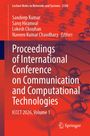 Oben Text: "Lecture Notes in Networks and Systems 2184". Große weiße Schrift: "Proceedings of International Conference on Communication and Computational Technologies". Unten: "ICCCCT 2026, Volume 1". Links rote Namen, unten rechts Springer-Logo. Hintergrund: Atom-Molekül-Diagramm in Rot.