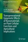 Buchtitel: "Transgenerational Epigenetic Effects of Nanomaterials on Plant Cellular Functions and Agricultural Implications." Abstraktes Pflanzenmotiv.