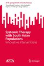 "Systemic Therapy with South Asian Populations: Innovative Interventions." Rotes und weißes Layout mit geometrischen Formen.