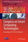 "Congress on Smart Computing Technologies" Text mit futuristischen Grafiken über Gebäude und Satellitenschüsseln.
