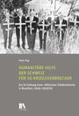 "Humanitäre Hilfe der Schweiz für SS-Kriegsverbrecher" steht auf einem Buchcover. Im Hintergrund alte Männer mit Kreuzen.
