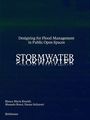 "Designing for Flood Management in Public Open Spaces: STORMWATER" steht in weißem Text auf einem dunkelblauen Hintergrund.