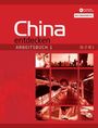 "China entdecken, ARBEITSBUCH 1, Übungen." Rotes Cover mit Bildern von China und verschiedenen kulturellen Szenen.