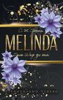 „C. M. Spoerri, MELINDA, Dein Weg zu mir, Sternensand Verlag“ in goldener Schrift, umrahmt von lilafarbenen Blüten.