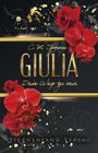 "C.M. Spoerri, GIULIA, Dein Weg zu mir, Sternensand Verlag." Goldene Schrift, rote Orchideen, schwarze und goldene Akzente.