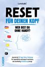 "Reset für deinen Kopf. Wer bist du ohne Handy?" Illustration eines Profils mit verwirrtem Kopf und App-Benachrichtigungen.