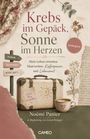 "Krebs im Gepäck, Sonne im Herzen. Autobiografie von Noëmi Panier. Vintage-Gepäck und Tasse mit Herzsymbol."