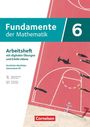 "Fundamente der Mathematik 6. Arbeitsheft. NRW Gymnasium G9." Basketballfeld von oben, drei Menschen nebeneinander.