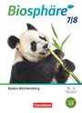 "Biosphäre 7/8", "Baden-Württemberg", "Cornelsen". Ein Panda hält Bambus. Grün-blaues Farbschema.