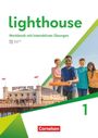 „Lighthouse“, „Workbook mit interaktiven Übungen“, „Mit digitalen Medien“. Drei lachende Jugendliche, Brighton Pier, Nummer 1, Cornelsen.
