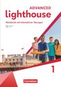 ADVANCED lighthouse, Workbook mit interaktiven Übungen. Foto von Brighton Pier, spielende Kinder, Cornelsen Logo.