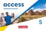 Texte: "access Vokabeltaschenbuch", "Cornelsen", "5". Drei Jugendliche und eine Landschaft mit Felsen.