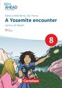 Ein Buchcover mit dem Titel "A Yosemite encounter" von Rebecca Robb Benne und Zoe Thorne. Zwei Mädchen filmen Natur.