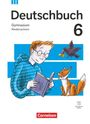 "Deutschbuch 6, Gymnasium Niedersachsen", eine Illustration zeigt eine Person mit Buch, einen Raben mit Käse und einen sitzenden Fuchs.