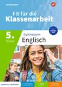 "Fit für die Klassenarbeit, Gymnasium Englisch. 5. Klasse. Mädchen lächelt, inkl. Lösungsheft, Lernen in 3 Schritten."