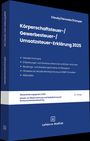 Ein Buchcover in Dunkelblau. Text: "Körperschaftsteuer-/Gewerbesteuer-/Umsatzsteuer-Erklärung 2025". Rückseite: "Claudy/Henseler/Kümpel". Verlag: "Lefebvre S..."