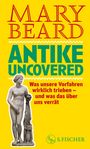 "MARY BEARD ANTIK UNVEILED Was unsere Vorfahren wirklich trieben – und was das über uns verrät." Statue und S. Fischer Logo.
