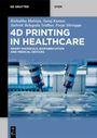 Text: "4D PRINTING IN HEALTHCARE: SMART MATERIALS...". Hintergrund: Bild zeigt 3D-Drucker im Einsatz, modern und technisch.