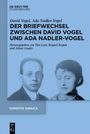 "Der Briefwechsel zwischen David Vogel und Ada Nadler-Vogel" steht über einem blauen Hintergrund mit zwei Porträts.