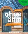Text: "SPANISCH ohne ähm. Mehr Flow für dein Spanisch mit den einfachsten Wörtern & Sätzen. SPRACHFÜHRER."  
Architektur mit blauer Kachelverzierung.