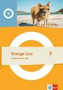 "Orange Line 5, Vokabeltraining aktiv" auf orange-weißem Hintergrund. Ein Känguru im Vordergrund, Strand im Hintergrund. Klett-Logo.
