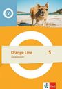"Orange Line 5 Vokabelheft." Ein Känguru am Strand, blaues Quadrat mit "V", Klett-Logo unten.