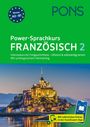 Text: "PONS", "Power-Sprachkurs FRANZÖSISCH 2", "Niveau A2-B1", "Intensivkurs für Fortgeschrittene", Bild von Mont Saint-Michel.